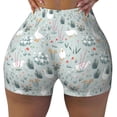 thumbnail image 1 of Naloa Goose and Doodle Flowers Biker Shorts for Women Seamless Scrunch Short Women’s Yoga Shorts for Gym Running Sport Shorts - Large, 1 of 9