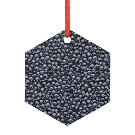 Naloa Gothic Skull Acrylic Santa Tree Decorations Christmas Hanging Pendant for Christmas Winter New Year Party Hanging Decorations-Hexagon