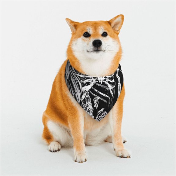 Naloa Gothic Skull Floral Art Dog Bandana Large and Small-Dog Scarf Bib Handkerchief Accessories for Dogs and Cats(S-L)-Large