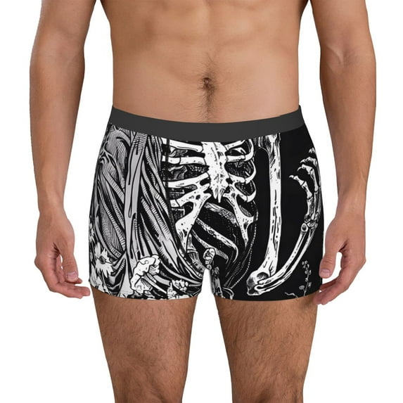 Naloa Gothic Skull Floral Art Mens Underwear - Boxers for Men, Mens Boxer Briefs, Classic Briefs for Men-Small