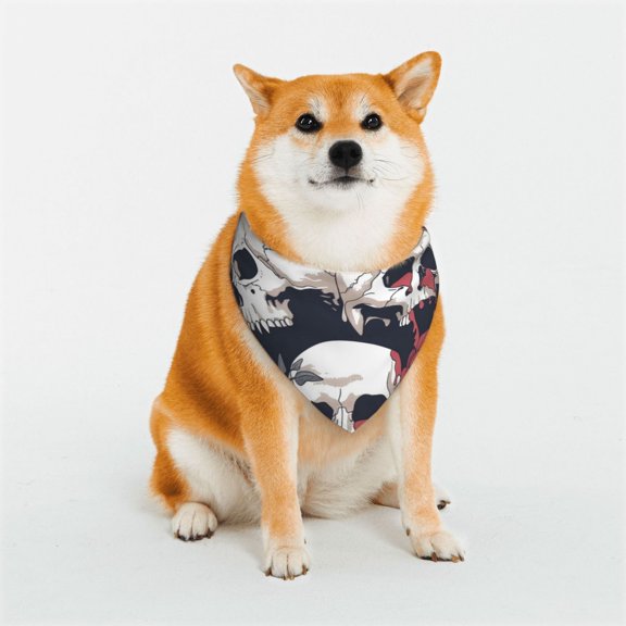 Naloa Gothic Skulls And Roses Dog Bandana Large and Small-Dog Scarf Bib Handkerchief Accessories for Dogs and Cats(S-L)-Large