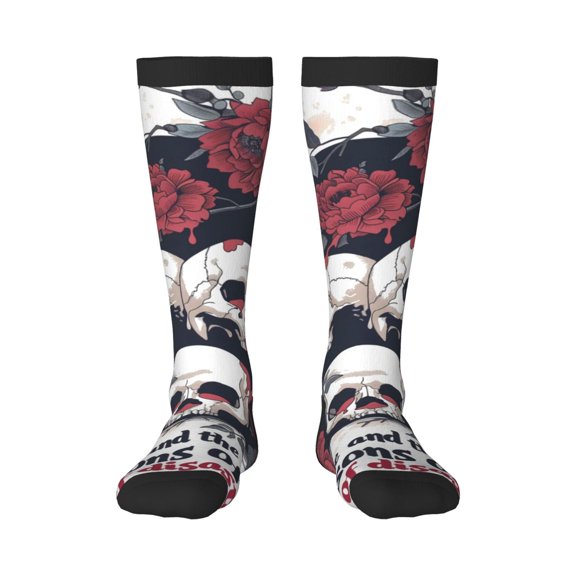 Naloa Gothic Skulls And Roses Knee Socks, High Socks Long Stretchy Sock Women Knee High Stocking, Long Socks for Women