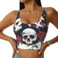 thumbnail image 1 of Naloa Gothic Skulls And Roses Sports Bras for Women,Sports Bras for Women High Support with Removable Pads-Large, 1 of 8
