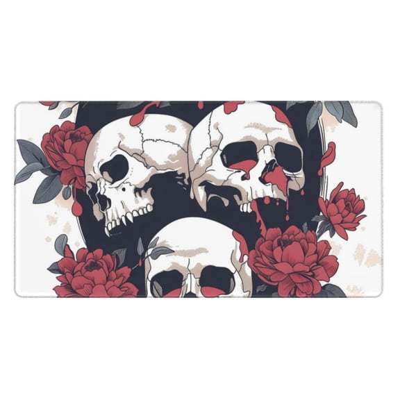 Naloa Gothic Skulls And Roses Gaming Mouse Pad Large Mouse Mat Long Extended Desk Pad Non-Slip Rubber Mice Pads Stitched Edges Thin Pad (16x29.5 Inch)