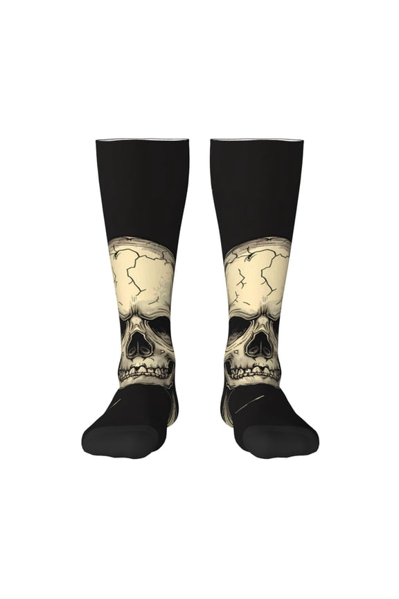 Gothic Winged Skull Knee Socks, High Socks Long Stretchy Sock Women Knee High Stocking, Long Socks for Women