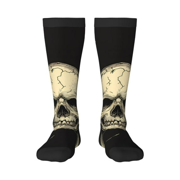 Naloa Gothic Winged Skull Knee Socks, High Socks Long Stretchy Sock Women Knee High Stocking, Long Socks for Women