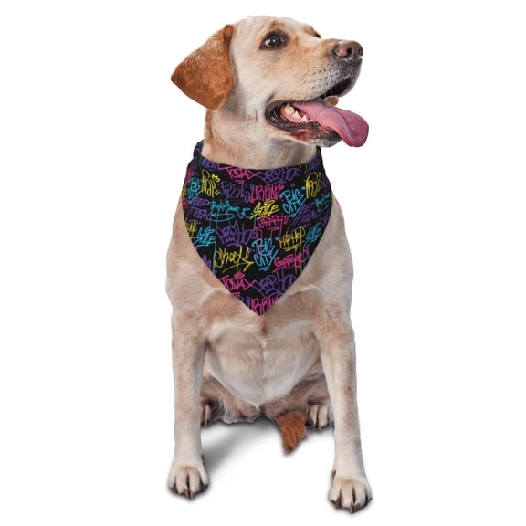 Naloa Graffiti Art Dog Bandanas 1PC Washable Triangle Dog Scarfs Premium Durable Fabric, for Small Medium Large Dogs and Cats