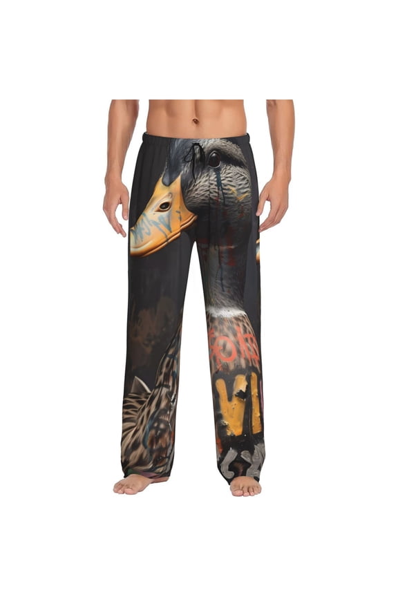 Graffiti Cool Duck Pajama Pants Men, PJ Bottoms, Sleep & Lounge Pants-Large