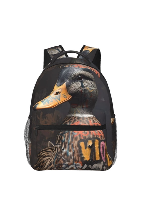 Graffiti Cool Duck Print Solid Color Tie Formal Necktie for MenSuitable for business, daily life, work