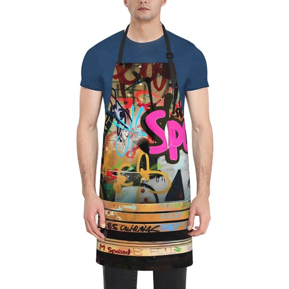 Naloa Graffiti Lamp Urban Scene Apron Kitchen Aprons with Pockets for Women Men Chef