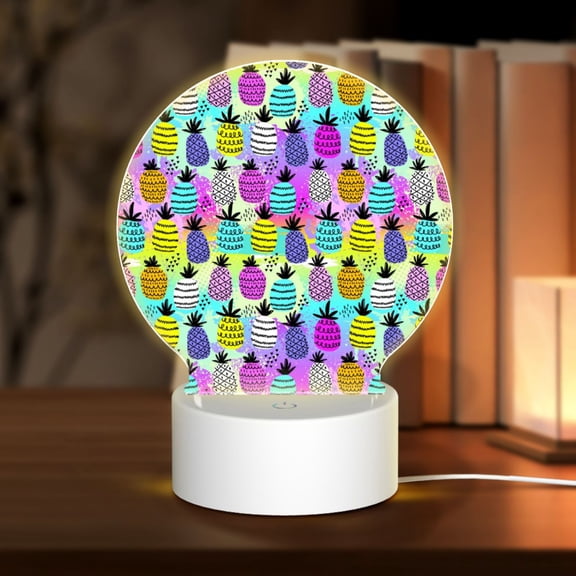 Naloa Graffiti Pineapples Acrylic LED Night Light Custom LED Lights Personalized Nightlight Customized Gifts for Family Couples Friends