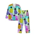 thumbnail image 1 of Naloa Graffiti Pineapples Men’s Pajamas Set - Long Sleeve Button Down Sleep Shirt and Pajama Bottoms Sleepwear Set-X-Large, 1 of 7