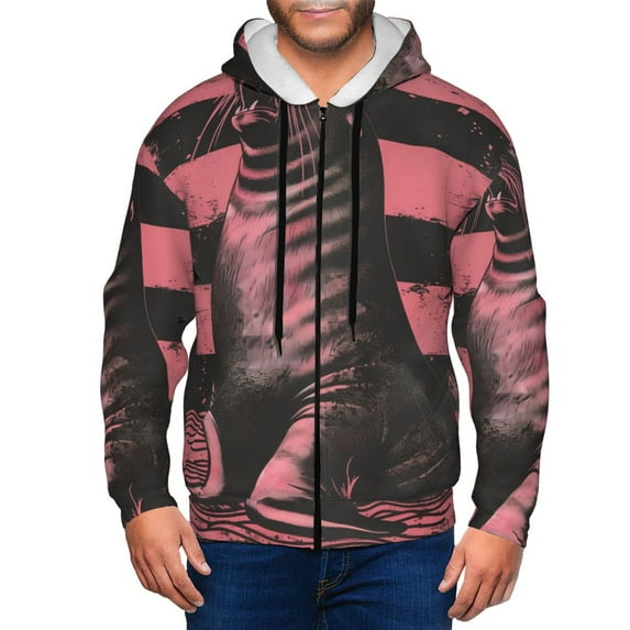 Naloa Graphic Seal On Stripes Men’s Hoodies, Zip up Hoodie, Sweatshirts,Hoodies for Men Sizes S-3XL-Medium