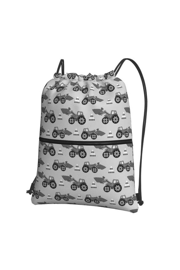 Gray Tractor Drawstring Backpack String Bag Cinch Water Resistant for Gym Shopping Sport Yoga