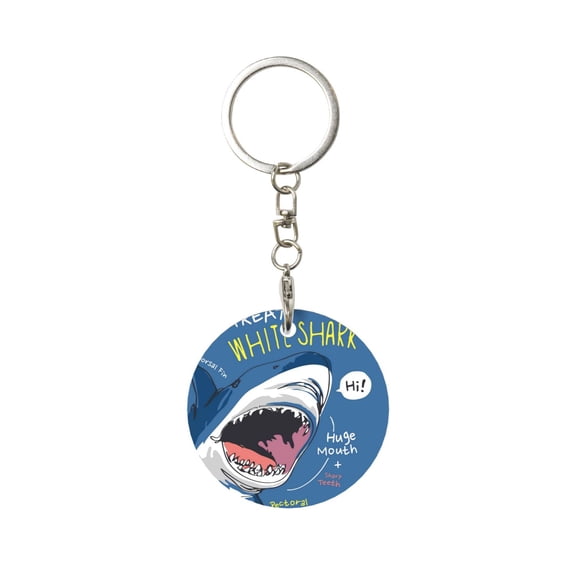 Naloa Great White Shark Print Round Keychain Keychain Key Ring, Key Tag, Key Chain Bulk for Gift Accessories (Round)