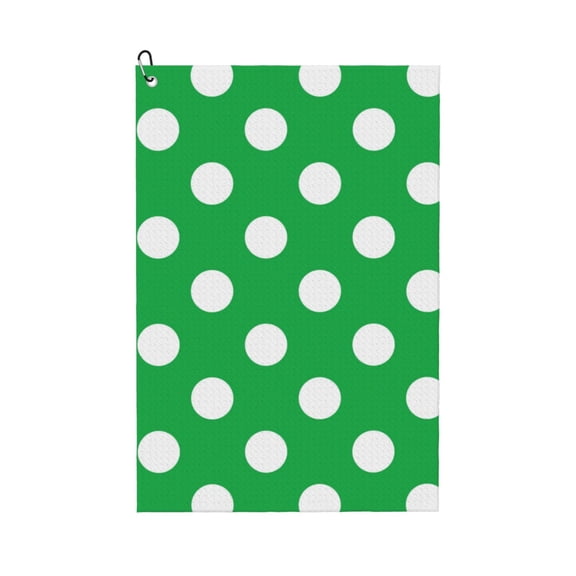 Naloa Green And White Polka Dot Golf Towel Golf Gift for Men and Women Golf Towel with Carabiner Clip to Quickly Remove Mud, Dirt and Sweat