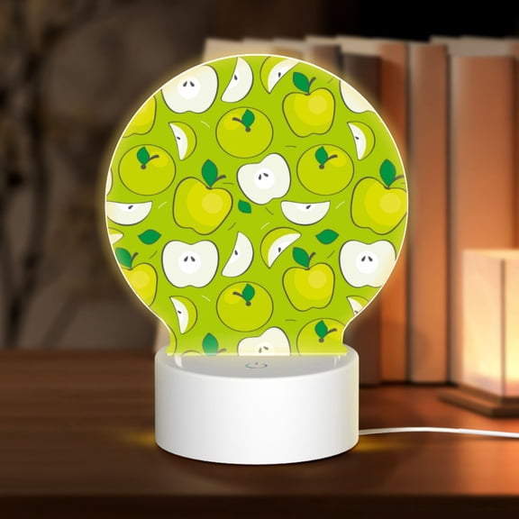 Naloa Green Apple Acrylic LED Night Light Custom LED Lights Personalized Nightlight Customized Gifts for Family Couples Friends
