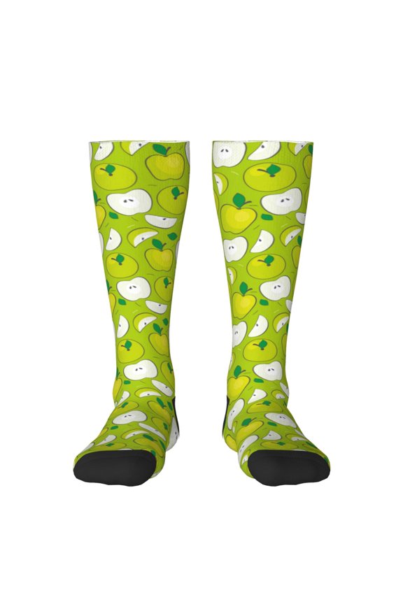 Green Apple Knee Socks, High Socks Long Stretchy Sock Women Knee High Stocking, Long Socks for Women