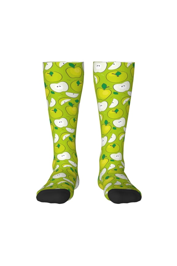 Green Apple Knee Socks, High Socks Long Stretchy Sock Women Knee High Stocking, Long Socks for Women