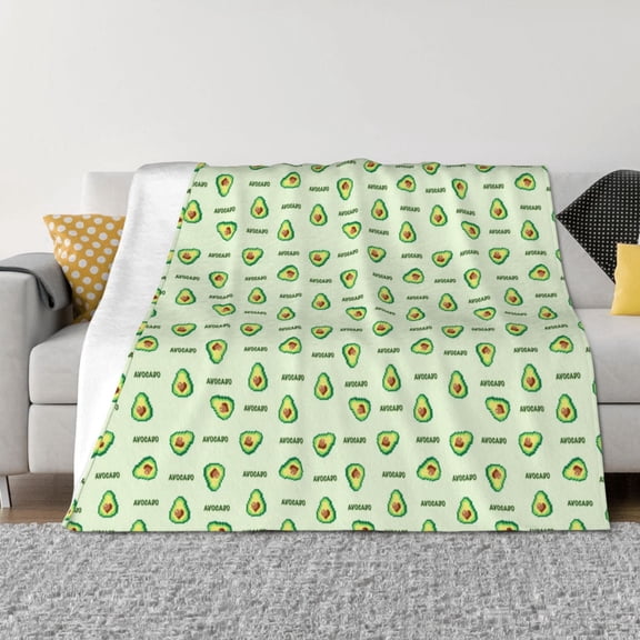 Naloa Green Avocado Flannel Blankets - Thick and Warm Blanket for Winter, Soft Fuzzy Plush King Blanket for All Seasons80"x60"