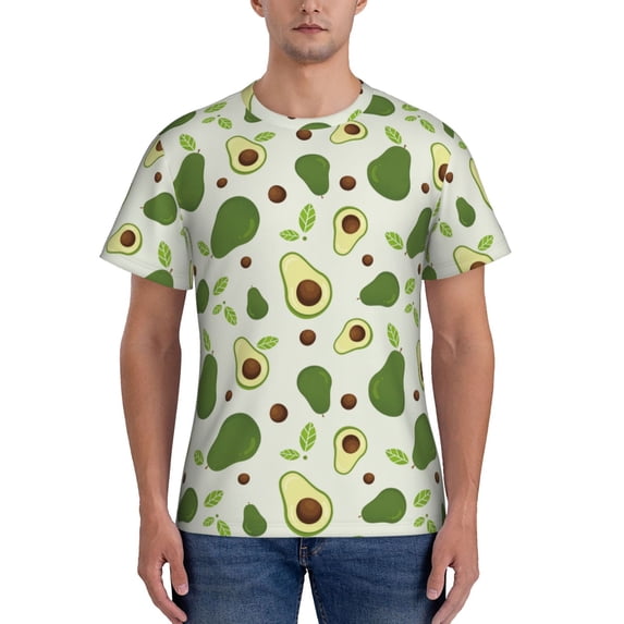 Naloa Green Avocado Men's T-Shirt Sport T-shirt Men's Basic Tee Casual Men's Shirt, Round Neck, Short Sleeves - Large