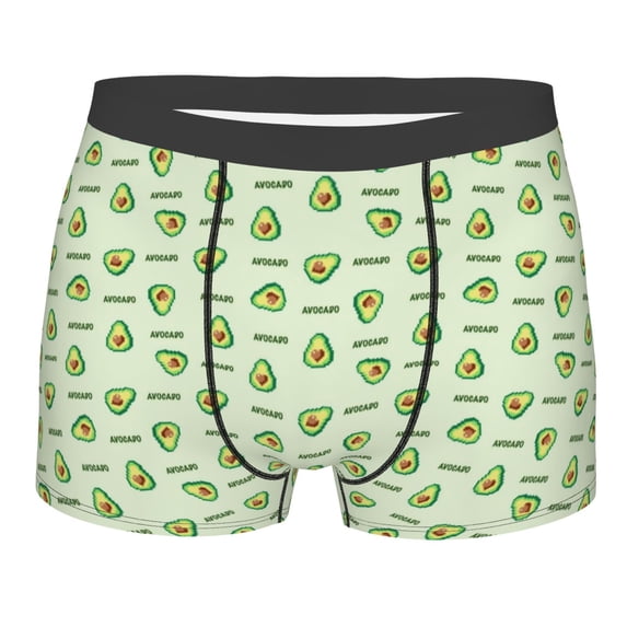 Naloa Green Avocado Print Mens Underwear - Boxers for Men, Classic Briefs for Men
