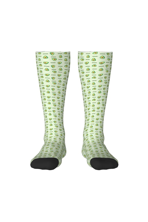 Green Avocado Thigh High Socks Extra Long Stretchy Sock Women Over Knee High Opaque Stocking Daily Wear