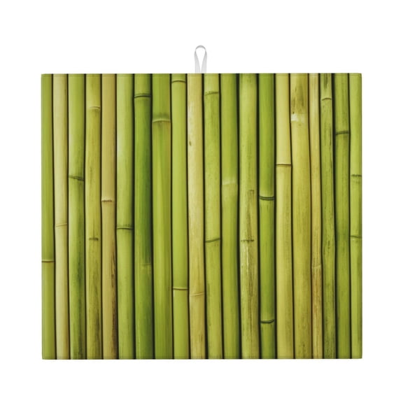 Naloa Green Bamboo Fence Dish Drying Mat for Kitchen Counter, Heat Resistant Drainer Mats, Absorbent Draining Mat,Dish Rack Pad,16"x18"