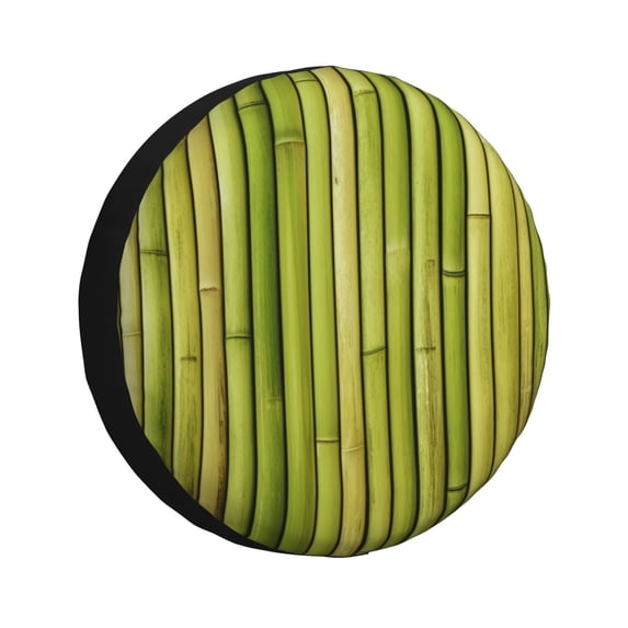 Naloa Green Bamboo Fence PVC Leather Spare Tire Wheel Cover Spare Tire Cover, for Car Truck SUV Camper Trailer Universal Fit(14-17in)-14 inch