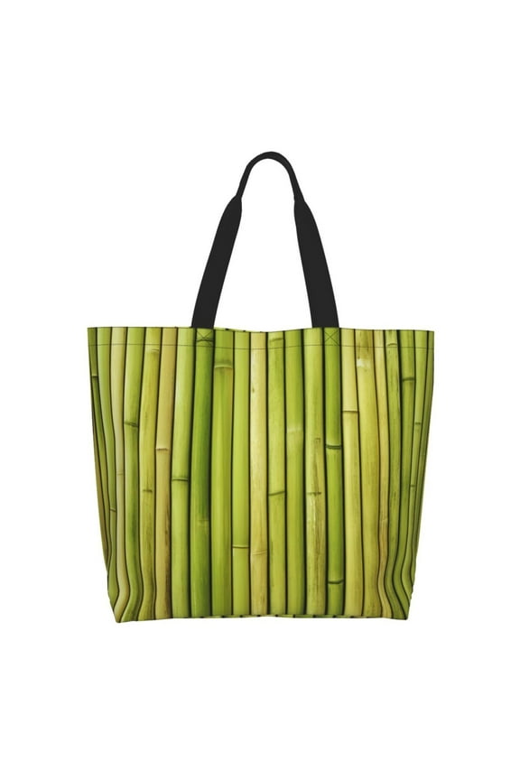 Green Bamboo Fence Tote Bag for Women Large Capacity Shoulder Bag for College Work Travel Shopping