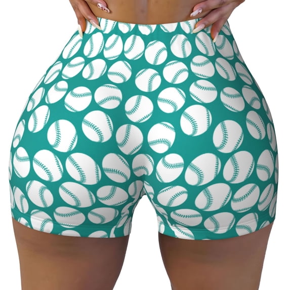 Naloa Green Baseball Biker Shorts for Women Seamless Scrunch Short Women’s Yoga Shorts for Gym Running Sport Shorts - Large
