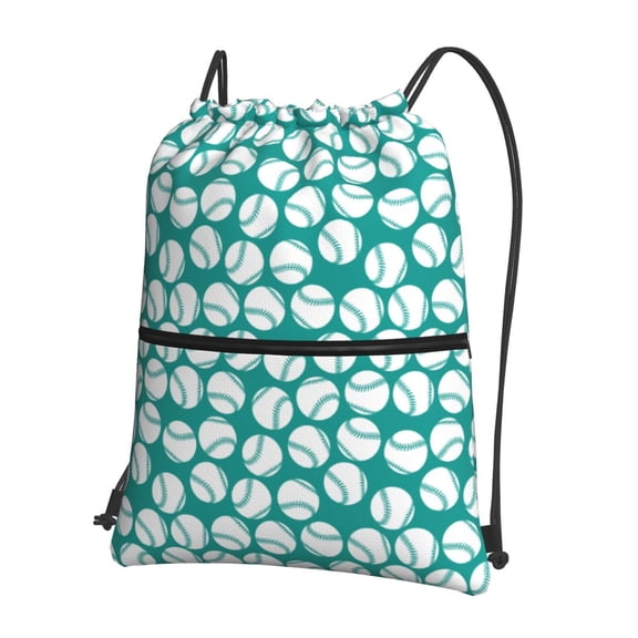 Naloa Green Baseball Drawstring Backpack String Bag Cinch Water Resistant for Gym Shopping Sport Yoga