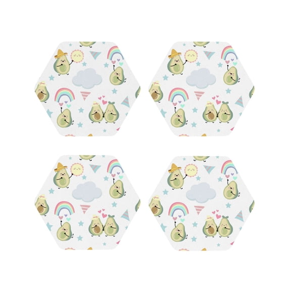 Naloa Green Blue Avocado Leather Coasters for Drinks, Durable Drink Coasters 4 Set for Tabletop Protection, Luxurious Home Décor and Housewarming Gift ( {designName})Hexagon