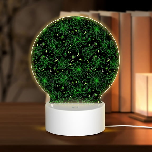 Naloa Green Bright Web with Spiders Acrylic LED Night Light Custom LED Lights Personalized Nightlight Customized Gifts for Family Couples Friends