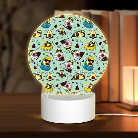 Naloa Green Cute Avocado Acrylic LED Night Light Custom LED Lights Personalized Nightlight Customized Gifts for Family Couples Friends