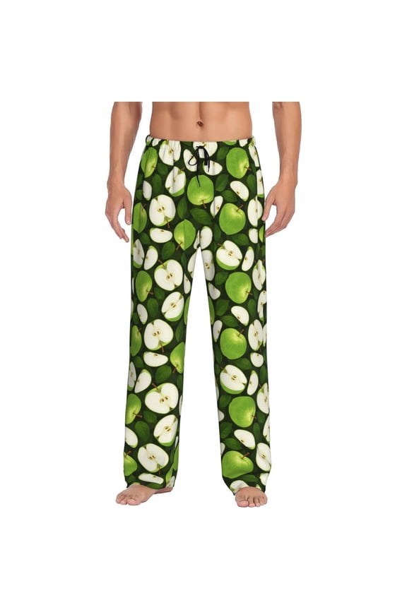 Green Fruit Pajama Pants Men, PJ Bottoms, Sleep & Lounge Pants-XX-Large