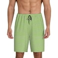 thumbnail image 1 of Naloa Green Gingham Men's Short Pajama Pants, Lounge Comfort Shorts with Elasticized Waistband and Side Pockets - XX-Large, 1 of 9
