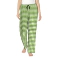 thumbnail image 1 of Naloa Green Gingham Print Women’s Ultra-Soft Comfy Pajama Lounge Pants with Pockets & Drawstring, 1 of 1