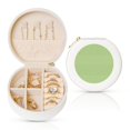 thumbnail image 1 of Naloa Green Gingham Round Jewelry Box, Travel Jewelry Organizer, 3.9 x 3.9 x 2in Jewelry Storage Box for Women-White, 1 of 7