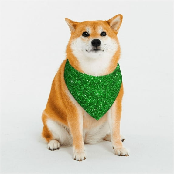 Naloa Green Glitter Dog Bandana Large and Small-Dog Scarf Bib Handkerchief Accessories for Dogs and Cats(S-L)-Small