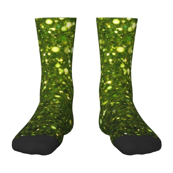 Naloa Green Glitter Sparkle Kids Socks Unisex Kids and Toddlers' Crew Socks, ,1 Pairs