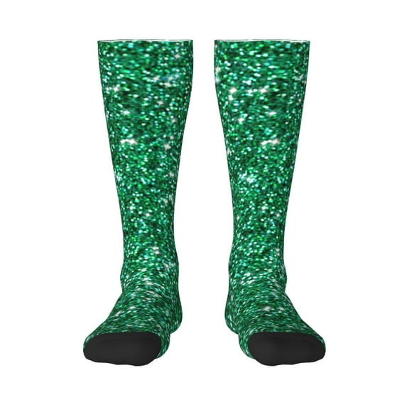 Naloa Green Glitter Thigh High Socks Extra Long Stretchy Sock Women Over Knee High Opaque Stocking Daily Wear