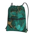 thumbnail image 1 of Naloa Green Gold Glitter Drawstring Backpack String Bag Cinch Water Resistant for Gym Shopping Sport Yoga, 1 of 6