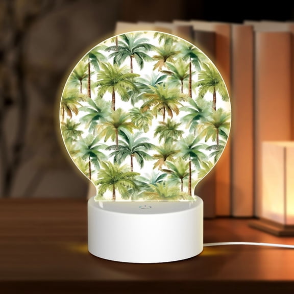 Naloa Green Hawaii Palms Acrylic LED Night Light Custom LED Lights Personalized Nightlight Customized Gifts for Family Couples Friends