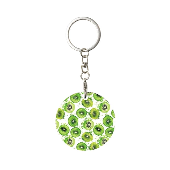 Naloa Green Kiwi Print Round Keychain Keychain Key Ring, Key Tag, Key Chain Bulk for Gift Accessories (Round)