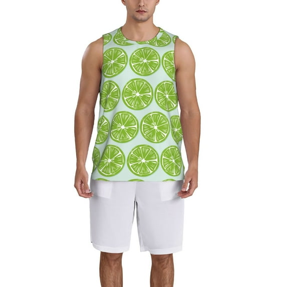 Naloa Green Lemon Slices Basketball Jersey Reversible Men's Mesh Athletic Sports Shirts Training Practice S-4XL4X-Large