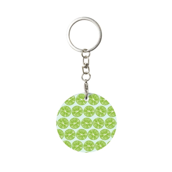 Naloa Green Lemon Slices Print Round Keychain Keychain Key Ring, Key Tag, Key Chain Bulk for Gift Accessories (Round)