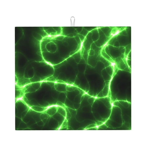 Naloa Green Lightning Dish Drying Mat for Kitchen Counter, Heat Resistant Drainer Mats, Absorbent Draining Mat,Dish Rack Pad,16"x18"