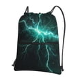 thumbnail image 1 of Naloa Green Lightning Flash Drawstring Backpack String Bag Cinch Water Resistant for Gym Shopping Sport Yoga, 1 of 6