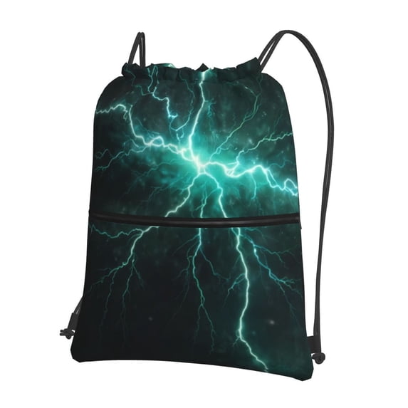 Naloa Green Lightning Flash Drawstring Backpack String Bag Cinch Water Resistant for Gym Shopping Sport Yoga